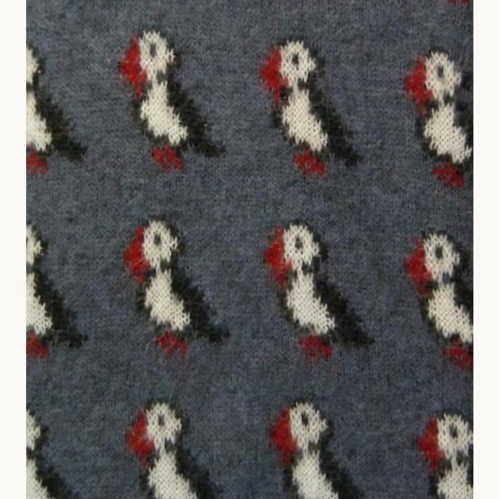 Kidka Blue Puffin Pattern Blanket Icelandic